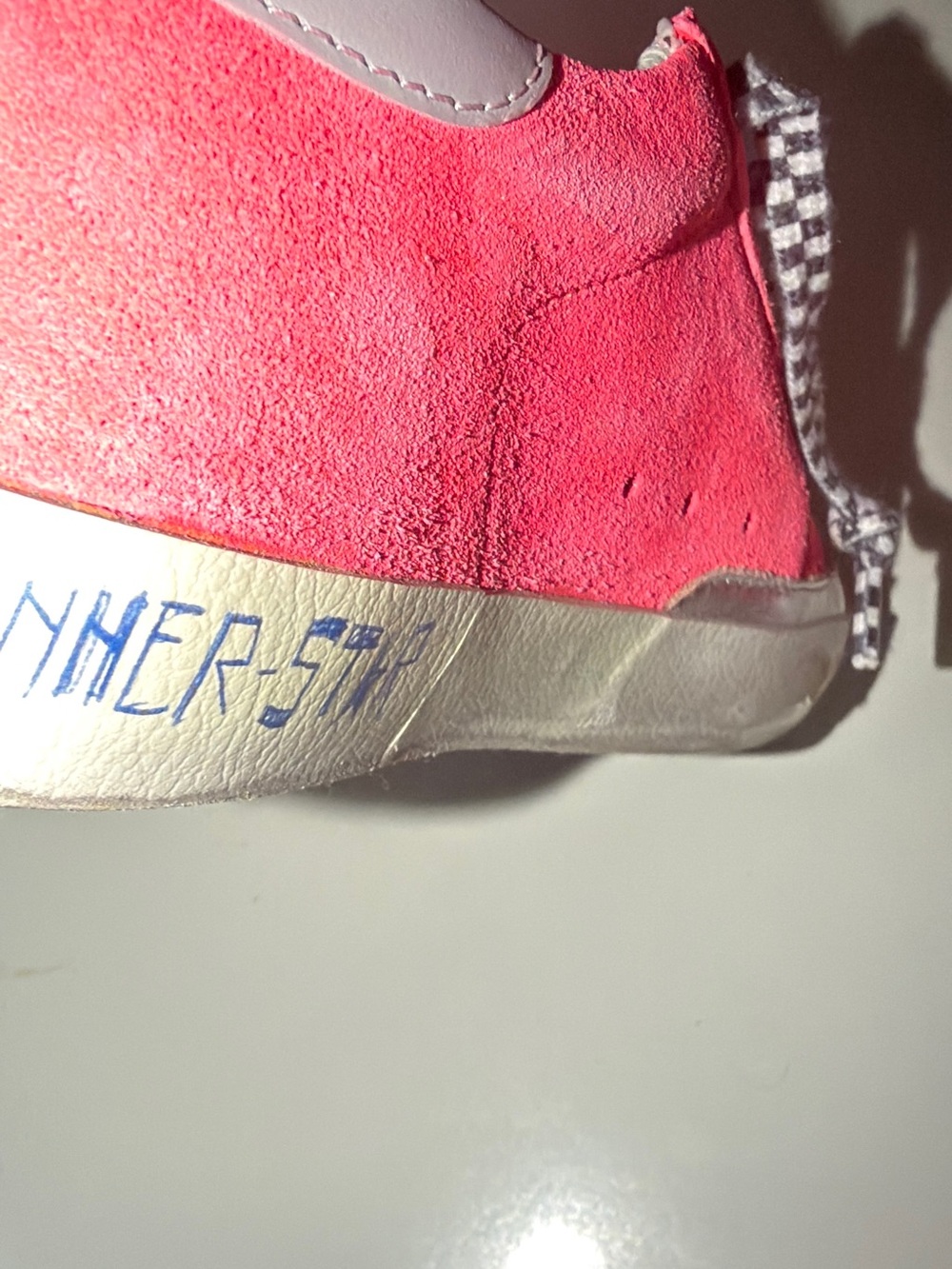 Golden Goose Hot Pink Suede Low-Top Sneakers with Grey Heel Tab - Picture 6 of 10